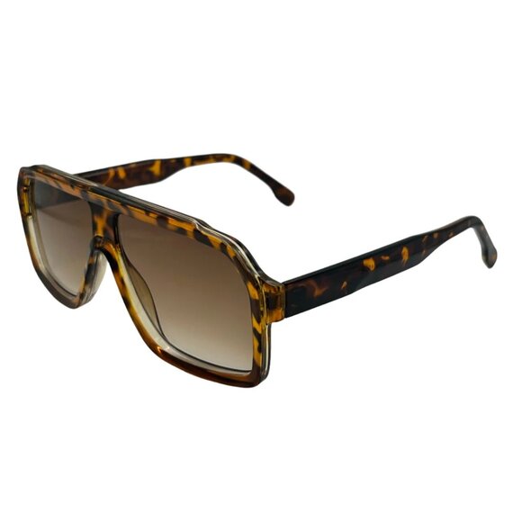 7005 | Tortoise Retro Flat Top Sunglasses - Picture 3 of 5